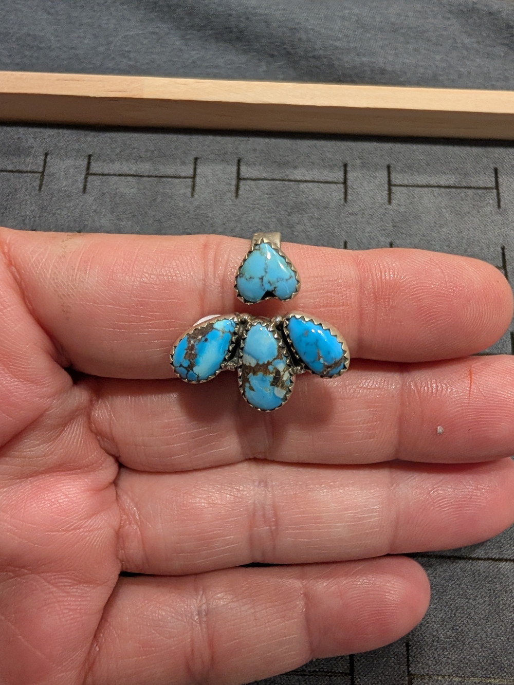 Sterling Silver Turquoise Cluster Ring - Blue Turquoise